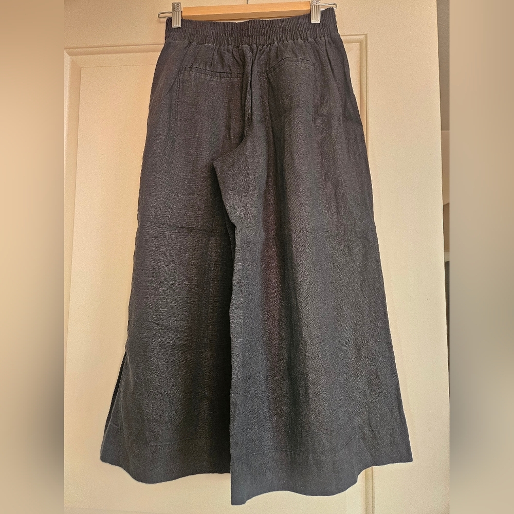 NWT Athleta Playa Linen Wide Crop 3/4 Black Women's Size O Petite - Picture 5 of 7